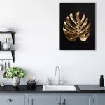 Frunza Aurie Monstera Tablou - Material produs:: Poster pe hartie FARA RAMA, Dimensiunea:: 30x40 cm