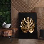 Frunza Aurie Monstera Tablou - Material produs:: Poster pe hartie FARA RAMA, Dimensiunea:: 30x40 cm