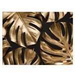 Frunze aurii tropicale tablou - Material produs:: Tablou canvas pe panza CU RAMA, Dimensiunea:: 70x100 cm