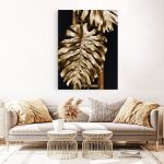 Frunza Aurie Monstera Tablou - Material produs:: Poster pe hartie FARA RAMA, Dimensiunea:: 30x40 cm