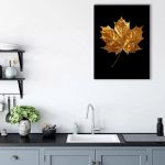 Frunza aurie de artar tablou - Material produs:: Tablou canvas pe panza CU RAMA, Dimensiunea:: 60x80 cm