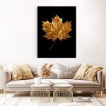 Frunza aurie de artar tablou - Material produs:: Tablou canvas pe panza CU RAMA, Dimensiunea:: 80x120 cm