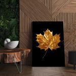 Frunza aurie de artar tablou - Material produs:: Tablou canvas pe panza CU RAMA, Dimensiunea:: 60x90 cm