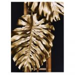 Frunza Aurie Monstera Tablou - Material produs:: Poster pe hartie FARA RAMA, Dimensiunea:: 80x120 cm
