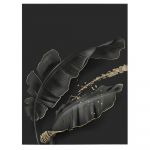 Frunze auriu cu negru tablou modern - Material produs:: Tablou canvas pe panza CU RAMA, Dimensiunea:: 30x40 cm