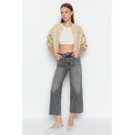 Blugi crop cu talie inalta