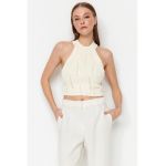 Bluza crop cu aplicatii cu perle