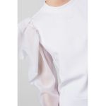 Bluza din amestec de bumbac cu maneci bufante
