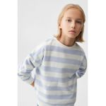 Bluza de trening cu maneci cazute si dungi