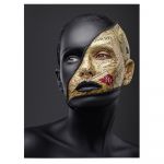 Machiaj auriu creativ tablou portret - Material produs:: Tablou canvas pe panza CU RAMA, Dimensiunea:: 50x70 cm