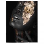 Machiaj auriu tablou portret femeie - Material produs:: Tablou canvas pe panza CU RAMA, Dimensiunea:: 60x80 cm