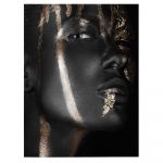 Machiaj auriu artistic tablou portret - Material produs:: Tablou canvas pe panza CU RAMA, Dimensiunea:: 60x80 cm