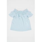 Bluza din amestec de in cu volane