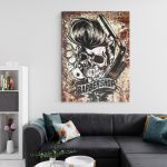 Barber Shop Tablou Craniu Vintage - Material produs:: Poster pe hartie FARA RAMA, Dimensiunea:: 80x120 cm