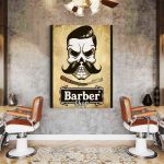 Barber Shop Tablou Craniu Vintage - Material produs:: Poster pe hartie FARA RAMA, Dimensiunea:: 60x90 cm