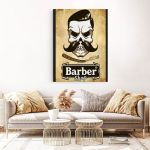 Barber Shop Tablou Craniu Vintage - Material produs:: Poster pe hartie FARA RAMA, Dimensiunea:: A0 84,1x118,9 cm