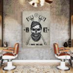 Barber Shop Tablou Craniu Vintage - Material produs:: Poster pe hartie FARA RAMA, Dimensiunea:: 70x100 cm