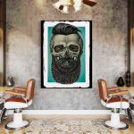 Barber Shop Tablou Craniu Vintage - Material produs:: Poster pe hartie FARA RAMA, Dimensiunea:: 70x100 cm
