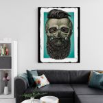 Barber Shop Tablou Craniu Vintage - Material produs:: Poster pe hartie FARA RAMA, Dimensiunea:: 80x120 cm