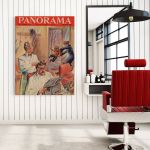 Barber Shop Tablou Panorama Vintage - Material produs:: Tablou canvas pe panza CU RAMA, Dimensiunea:: 30x40 cm