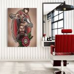 Barber Shop Tablou Shave&#038;Cut Vintage - Material produs:: Tablou canvas pe panza CU RAMA, Dimensiunea:: 60x80 cm