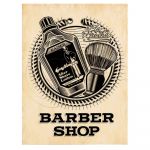 Barber Shop Tablou Vintage - Material produs:: Tablou canvas pe panza CU RAMA, Dimensiunea:: 60x80 cm