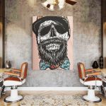 Barber Shop Tablou Craniu Vintage - Material produs:: Poster pe hartie FARA RAMA, Dimensiunea:: 70x100 cm
