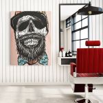 Barber Shop Tablou Craniu Vintage - Material produs:: Poster pe hartie FARA RAMA, Dimensiunea:: 60x90 cm