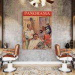 Barber Shop Tablou Panorama Vintage - Material produs:: Poster pe hartie FARA RAMA, Dimensiunea:: 50x70 cm