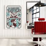Barber Shop Tablou Shave&#038;Cut Vintage - Material produs:: Tablou canvas pe panza CU RAMA, Dimensiunea:: 50x70 cm