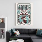 Barber Shop Tablou Shave&#038;Cut Vintage - Material produs:: Tablou canvas pe panza CU RAMA, Dimensiunea:: 50x70 cm