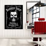 Barber Shop Tablou Shaving - Material produs:: Tablou canvas pe panza CU RAMA, Dimensiunea:: 70x100 cm