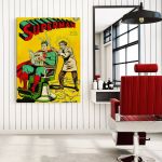 Tablou Barber Shop Superman Vintage - Material produs:: Tablou canvas pe panza CU RAMA, Dimensiunea:: 40x60 cm