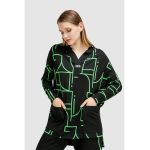 Bluza cu model geometric si buzunare aplicate