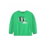 Bluza de trening cu imprimeu logo si maneci cazute