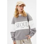 Bluza de trening din amestec de bumbac cu decolteu la baza gatului