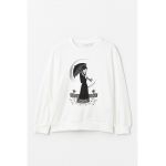 Bluza de trening cu decolteu la baza gatului si imprimeu Wednesday
