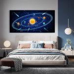 Tablou ilustratie Sistemul solar albastru 2114 - Material produs:: Poster pe hartie FARA RAMA, Dimensiunea:: 60x120 cm