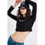 Bluza crop de bumbac organic cu logo