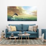 Tablou fantezie pictura delfin - Material produs:: Poster pe hartie FARA RAMA, Dimensiunea:: 60x120 cm