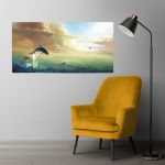 Tablou fantezie pictura delfin - Material produs:: Poster pe hartie FARA RAMA, Dimensiunea:: 40x80 cm