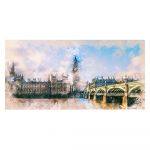 Tablou acuarela turnul Big Ben Londra 1851 - Material produs:: Tablou canvas pe panza CU RAMA, Dimensiunea:: 40x80 cm