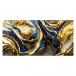 Tablou abstract imitatie marmura, auriu, albastru 1855 - Material produs:: Poster pe hartie FARA RAMA, Dimensiunea:: 40x80 cm