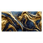 Tablou abstract imitatie marmura, auriu, albastru 1856 - Material produs:: Poster pe hartie FARA RAMA, Dimensiunea:: 40x80 cm