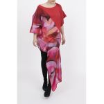 Bluza lunga transparenta de bumbac cu model asimetric