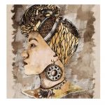 Tablou acuarela femeie africana cu turban maro 2061 - Material produs:: Poster pe hartie FARA RAMA, Dimensiunea:: 80x80 cm