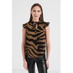 Bluza cu maneci scurte si imprimeu zebra