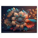 Tablou 3D flori frunze crem albastru galben 1659 - Material produs:: Poster pe hartie FARA RAMA, Dimensiunea:: a4-21x297-cm