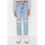Blugi crop cu talie inalta