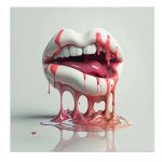 Tablou 3D buze gura topindu-se roz, alb 1630 - Material produs:: Poster pe hartie FARA RAMA, Dimensiunea:: 40x40 cm